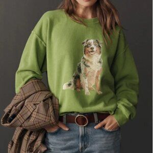 Anthropologie NWT Dog Design Print Sweatshirt Pullover size M